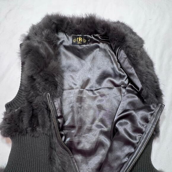 Metric Knits Genuine Rabbit Fur Vest Women Large Gray Full Zip Lined Used - Picture 6 of 9